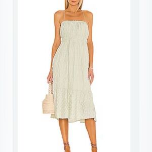 Revolve Line and Dot Claire Crinkle Midi Dress in Sage